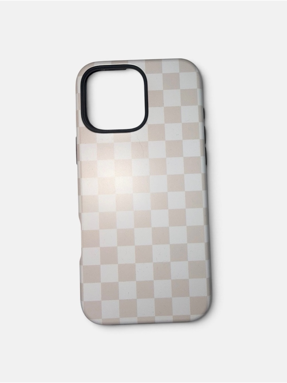 Beige Checkered Phone Case - iPhone 16 Pro Max Case